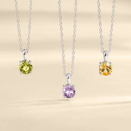 Lavender Amethyst Solitaire Pendant Necklace in Sterling Silver