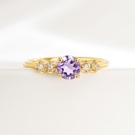 Lavender Amethyst Five Stone Ring in 18k Gold Vermeil