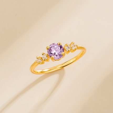 Lavender Amethyst Five Stone Ring in 18k Gold Vermeil