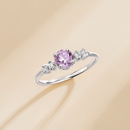 Lavender Amethyst Five Stone Ring in Sterling Silver