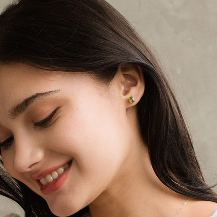 Peridot Oval Stud Earrings in Sterling Silver