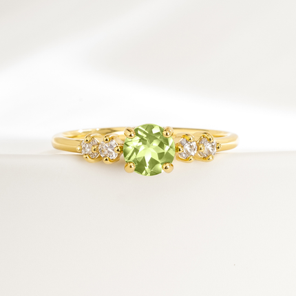 Peridot Five Stone Ring in 18k Gold Vermeil