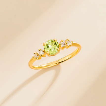 Peridot Five Stone Ring in 18k Gold Vermeil