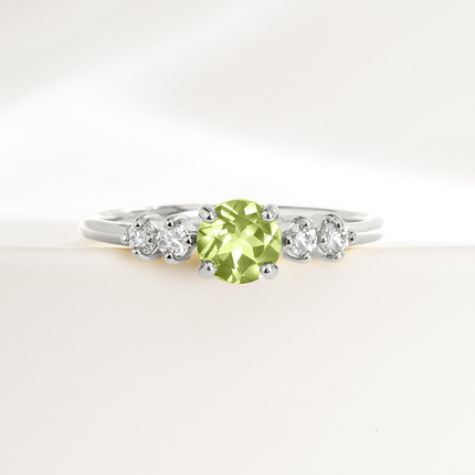 Peridot Five Stone Ring in Sterling Silver