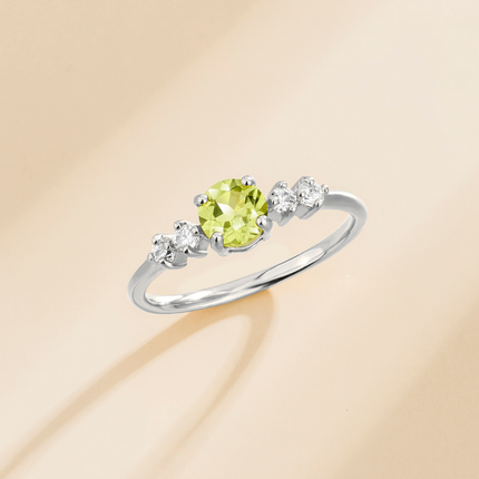 Peridot Five Stone Ring in Sterling Silver