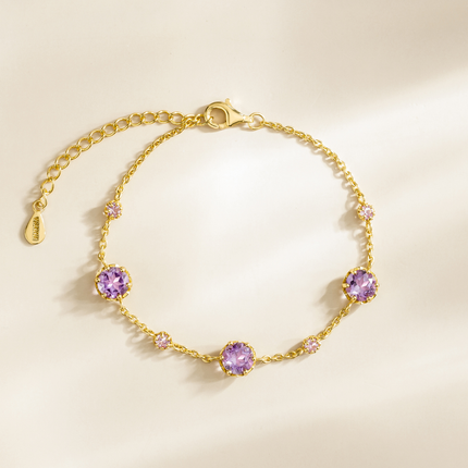 Pink Sapphire & Amethyst Bracelet in 18k Gold Vermeil