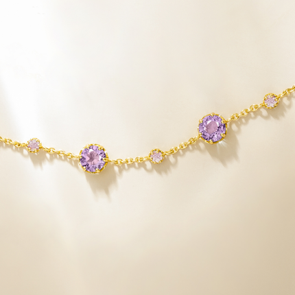 Pink Sapphire & Amethyst Jewellery Set in 18k Gold Vermeil