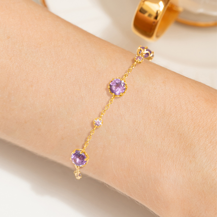 Pink Sapphire & Amethyst Jewellery Set in 18k Gold Vermeil