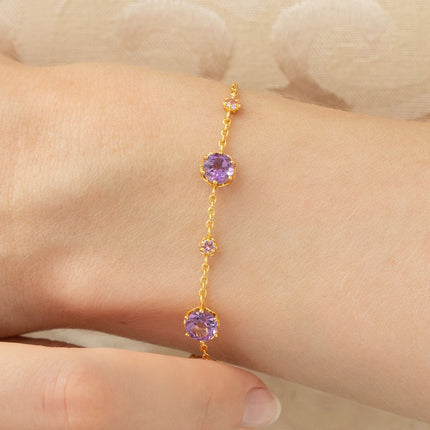 Pink Sapphire & Amethyst Jewellery Set in 18k Gold Vermeil