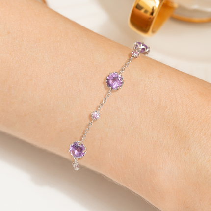 Pink Sapphire & Amethyst Jewellery Set in Sterling Silver