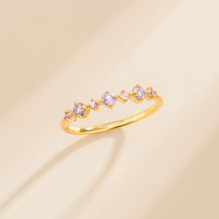 Pink Sapphire & Amethyst Stackable Half Eternity Band in 18k Gold Vermeil