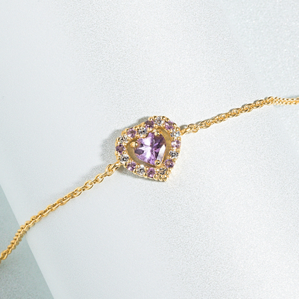 Valentine's Gift Set - Purple Heart Lavender Amethyst Jewellery Set in 18k Gold Vermeil