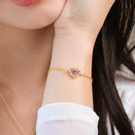 Purple Heart Lavender Amethyst Bracelet in 18k Gold Vermeil