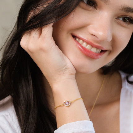 Purple Heart Lavender Amethyst Bracelet in 18k Gold Vermeil