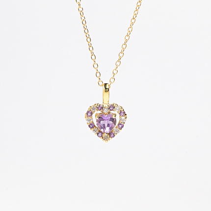 Purple Heart Lavender Amethyst Pendant Necklace in 18k Gold Vermeil
