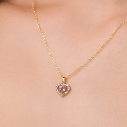 Purple Heart Lavender Amethyst Pendant Necklace in 18k Gold Vermeil