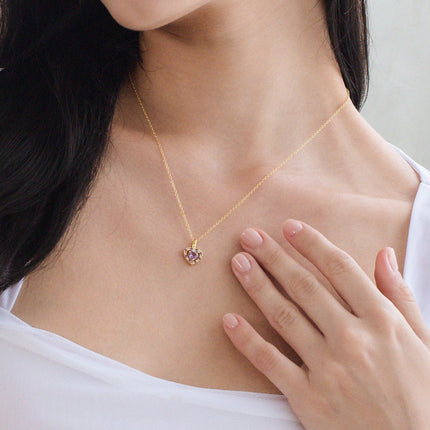 Purple Heart Lavender Amethyst Pendant Necklace in 18k Gold Vermeil