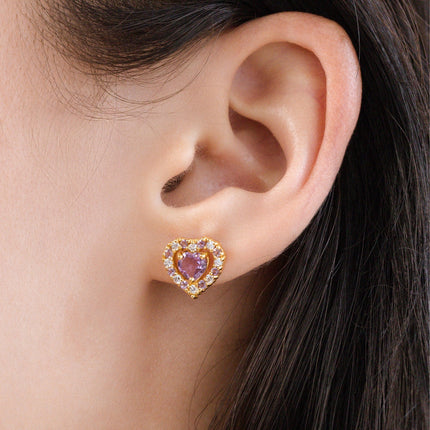 Purple Heart Lavender Amethyst Stud Earrings in 18k Gold Vermeil