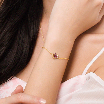 Valentine's Gift Set - Red Heart Rhodolite Garnet Jewellery Set in 18k Gold Vermeil