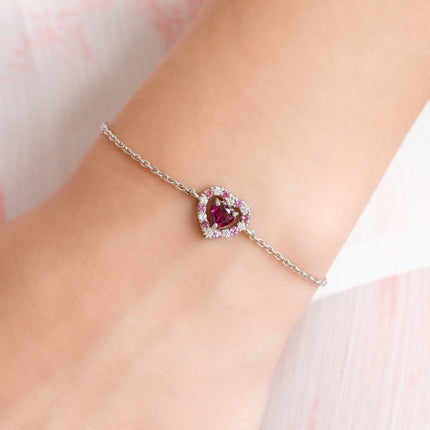 Valentine's Gift Set - Red Heart Rhodolite Garnet Jewellery Set in Sterling Silver