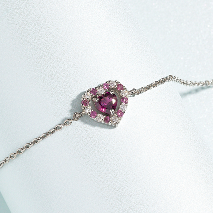 Valentine's Gift Set - Red Heart Rhodolite Garnet Jewellery Set in Sterling Silver