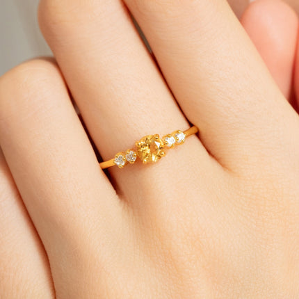 Citrine Five Stone Ring in 18k Gold Vermeil