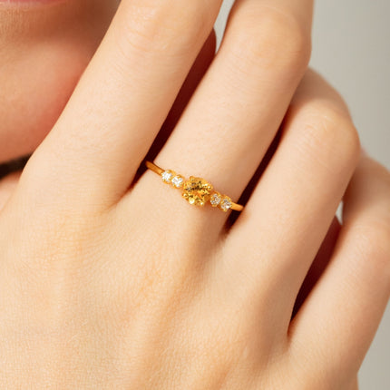Citrine Five Stone Ring in 18k Gold Vermeil