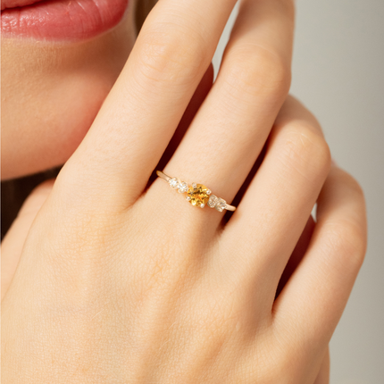 Citrine Five Stone Ring in Sterling Silver