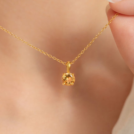 Citrine Solitaire Pendant Necklace in 18k Gold Vermeil
