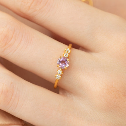 Lavender Amethyst Five Stone Ring in 18k Gold Vermeil