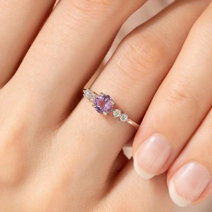 Lavender Amethyst Five Stone Ring in Sterling Silver