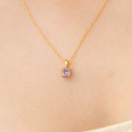 Lavender Amethyst Solitaire Pendant Necklace in 18k Gold Vermeil