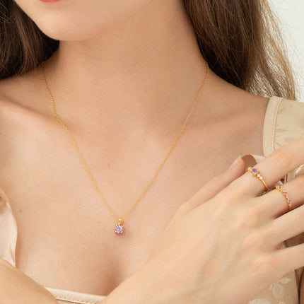 Lavender Amethyst Solitaire Pendant Necklace in 18k Gold Vermeil