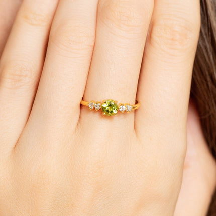 Peridot Five Stone Ring in 18k Gold Vermeil
