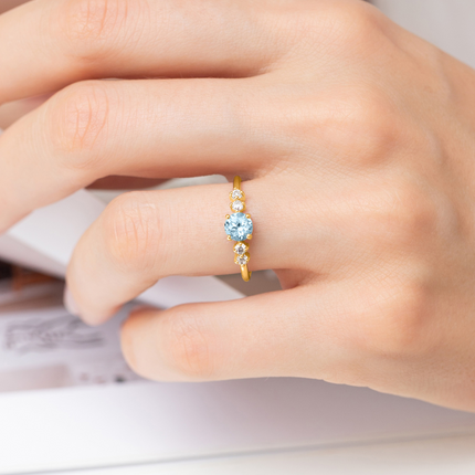 Sky Blue Topaz Five Stone Ring in 18k Gold Vermeil
