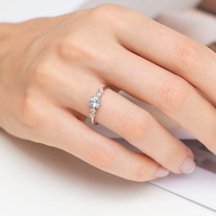 Sky Blue Topaz Five Stone Ring in Sterling Silver