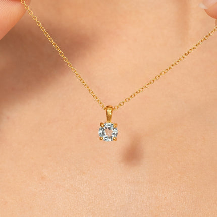 Sky Blue Topaz Solitaire Pendant Necklace in 18k Gold Vermeil