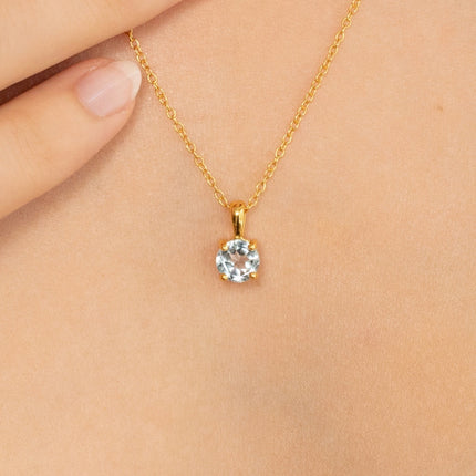Sky Blue Topaz Solitaire Pendant Necklace in 18k Gold Vermeil