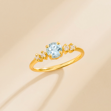 Sky Blue Topaz Five Stone Ring in 18k Gold Vermeil