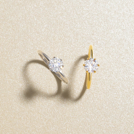 1 ct Round Solitaire Moissanite Engagement Ring in 18k Gold Vermeil