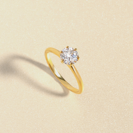 1 ct Round Solitaire Moissanite Engagement Ring in 18k Gold Vermeil