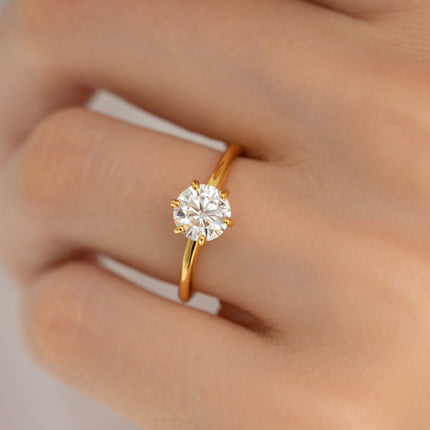 1 ct Round Solitaire Moissanite Engagement Ring in 18k Gold Vermeil