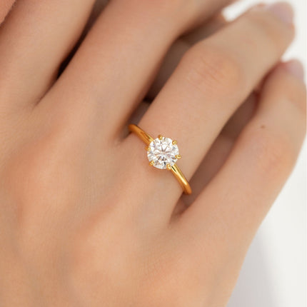 1 ct Round Solitaire Moissanite Engagement Ring in 18k Gold Vermeil
