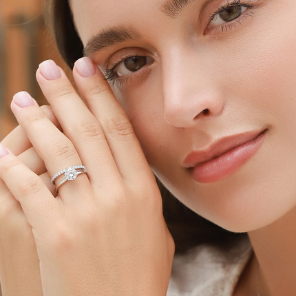 1 ct Round Solitaire Moissanite Engagement Ring in Sterling Silver