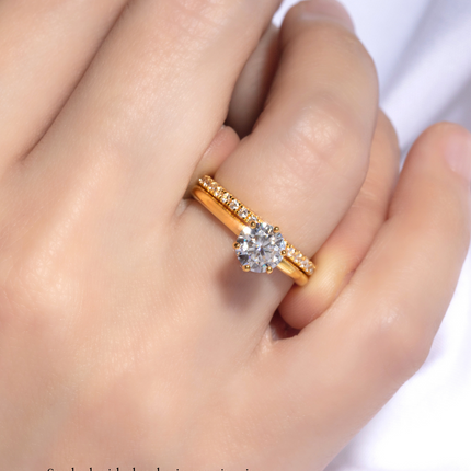 1 ct Round Solitaire Moissanite Engagement Ring in 18k Gold Vermeil