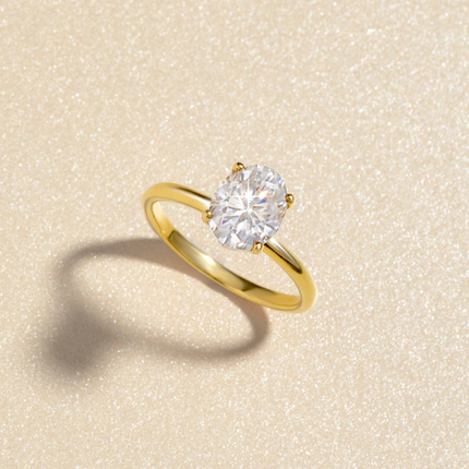 2 ct Oval Solitaire Moissanite Engagement Ring in 18k Gold Vermeil