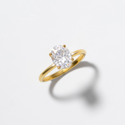 2 ct Oval Solitaire Moissanite Engagement Ring in 18k Gold Vermeil