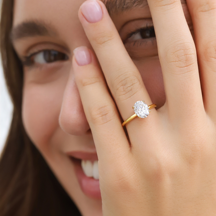 2 ct Oval Solitaire Moissanite Engagement Ring in 18k Gold Vermeil