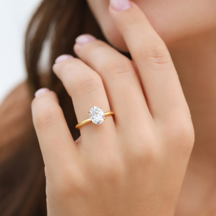 2 ct Oval Solitaire Moissanite Engagement Ring in 18k Gold Vermeil
