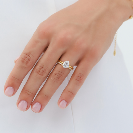 2 ct Oval Solitaire Moissanite Engagement Ring in 18k Gold Vermeil